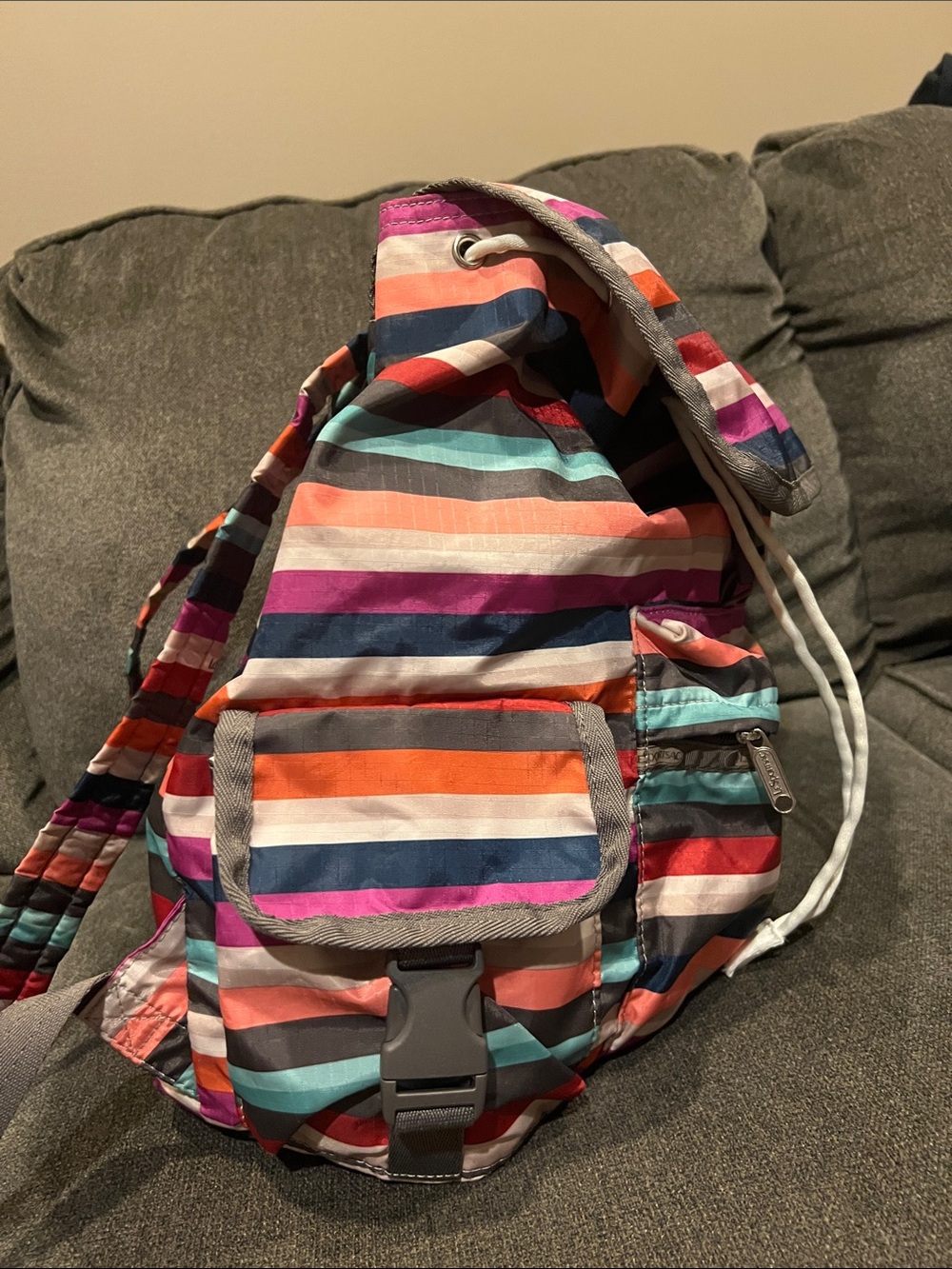 Lesportsac Le Sportsac striped backpack bag women’s - Picture 3 of 5